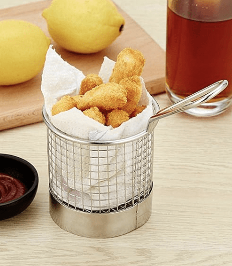 Stainless Steel Mini Round Snack Basket, Dessert Fries Chip Fruit Food Basket Fit for Home Kitchen and Restaurant - Image 3
